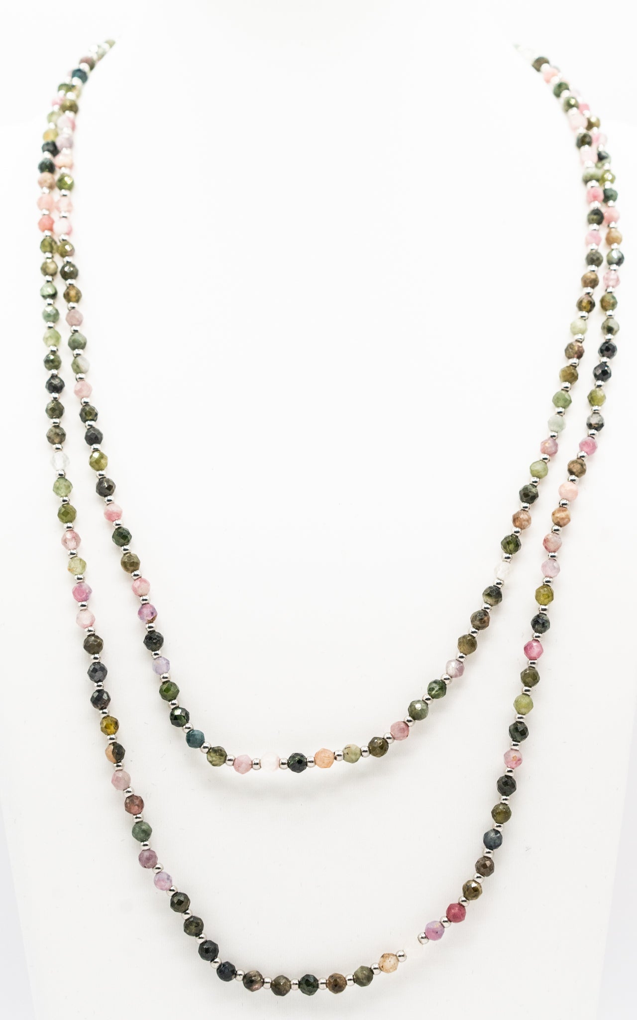 36" Watermelon Tourmaline and Gold-filled Stretch Necklace