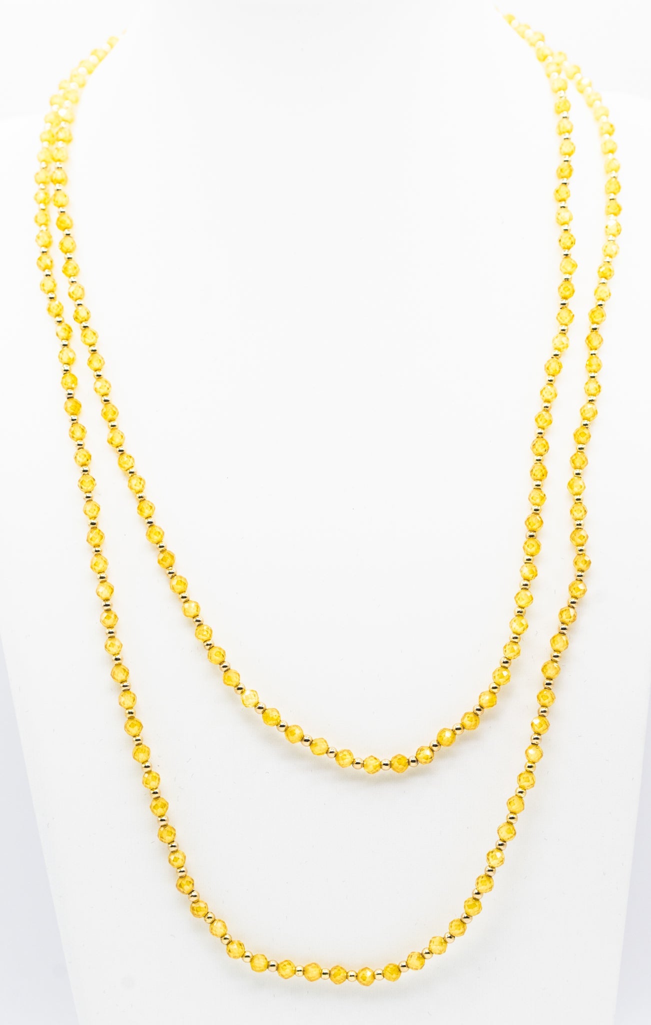 36" Yellow Topaz Gemstone and Gold-filled Stretch Necklace