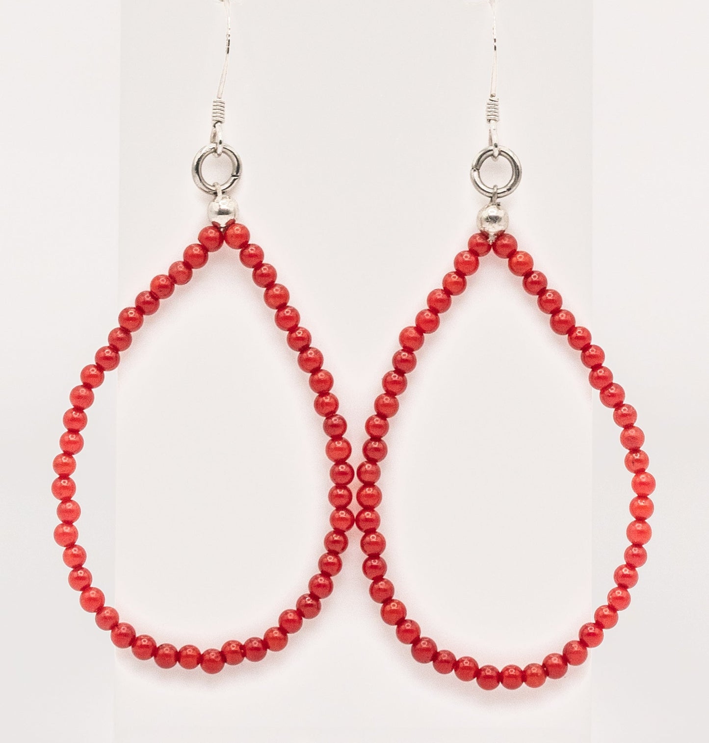 Red Bamboo Tiny Gemstone Hoops