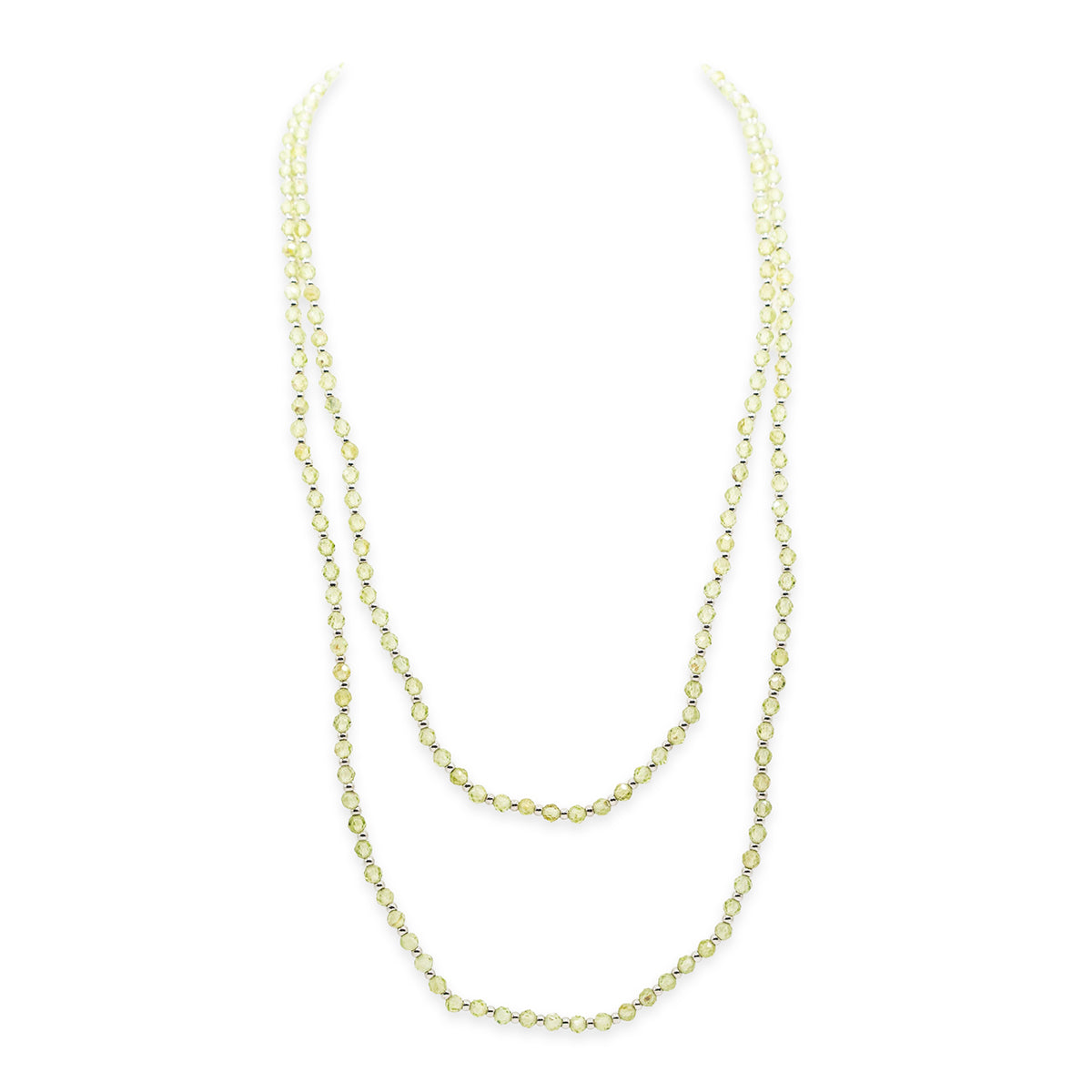peridot gemstone necklace on a white background