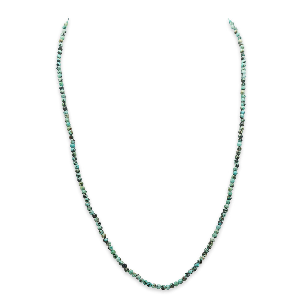 Necklace with green beads on a white background
