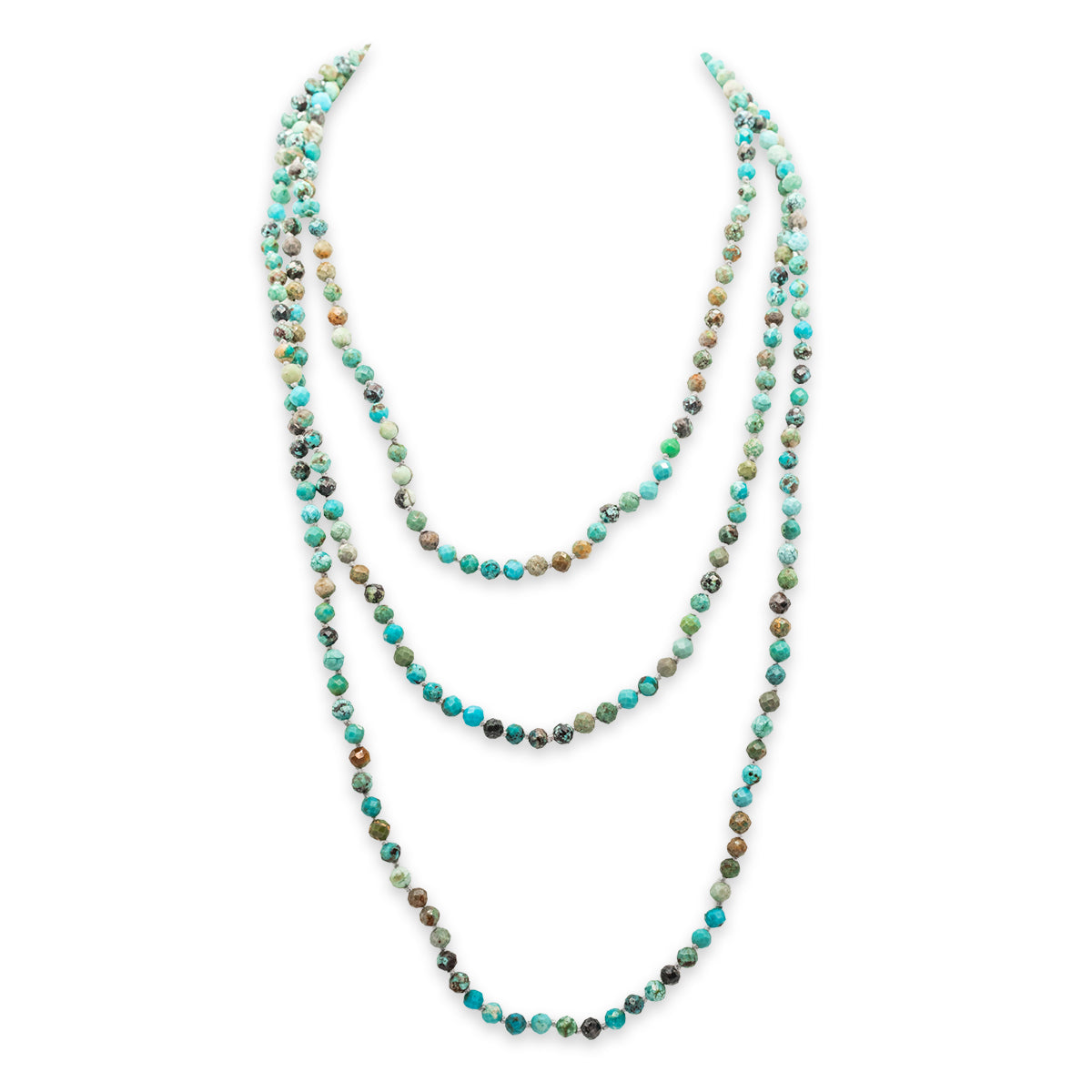 beaded necklace with multicolor beads on a white background