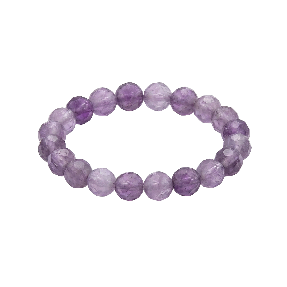 Purple beaded bracelet on a white background