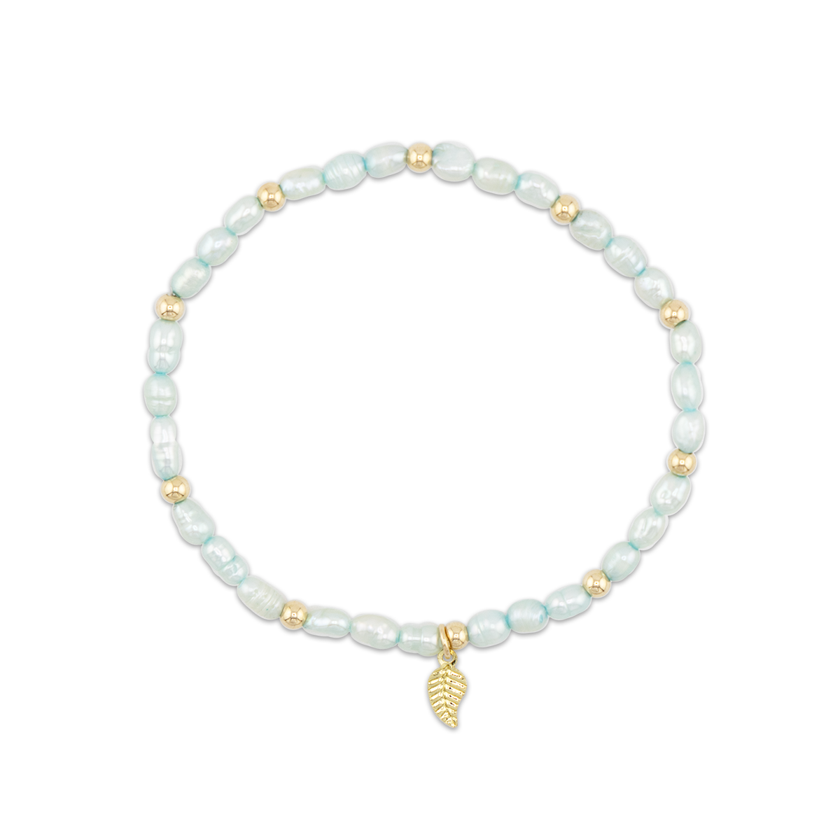 Pearl bracelet with gold accents on a white background