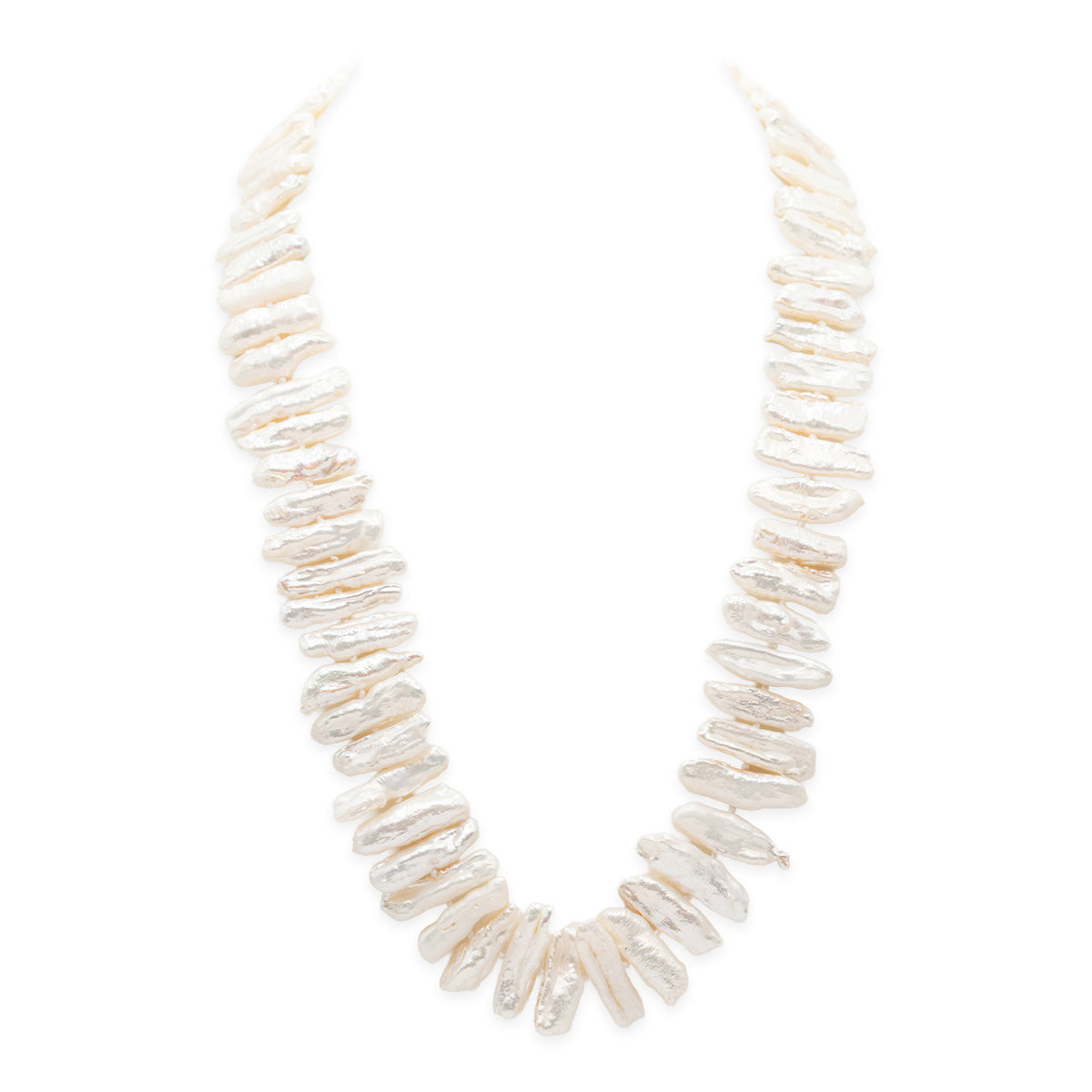 Necklace made of white and gold beads on a white background