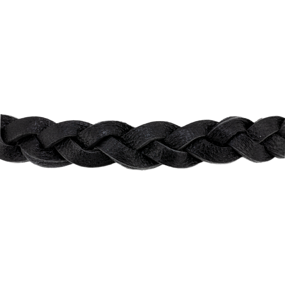 Black braided cord on a white background