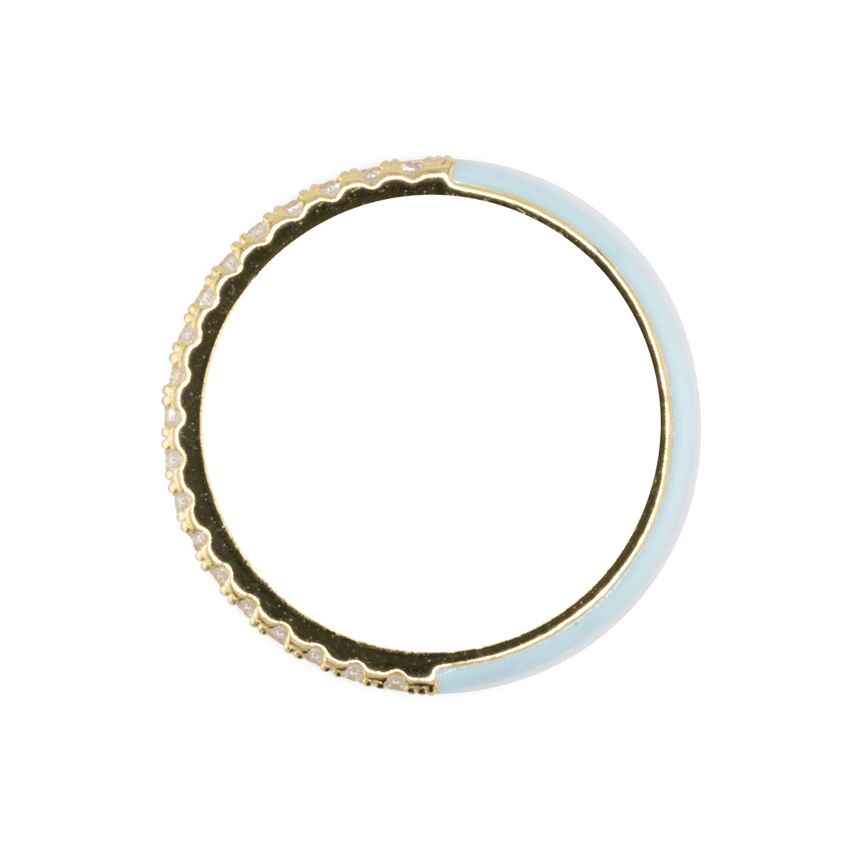 Gold and light blue ring on a white background