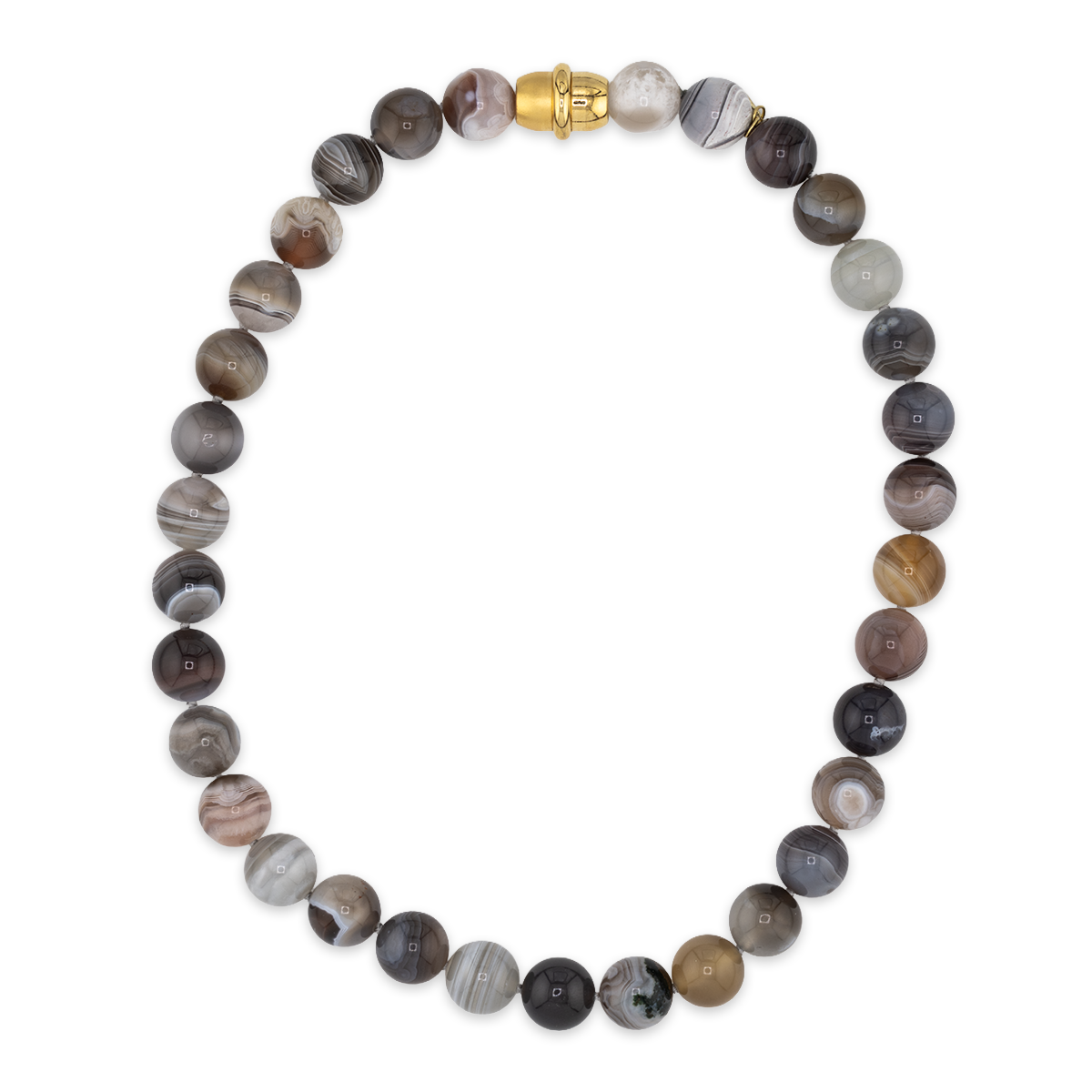 Beaded bracelet with a gold clasp on a white background