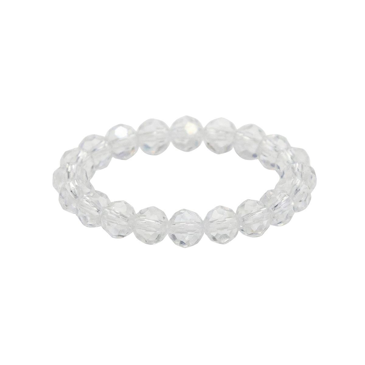 Clear beaded bracelet on a white background