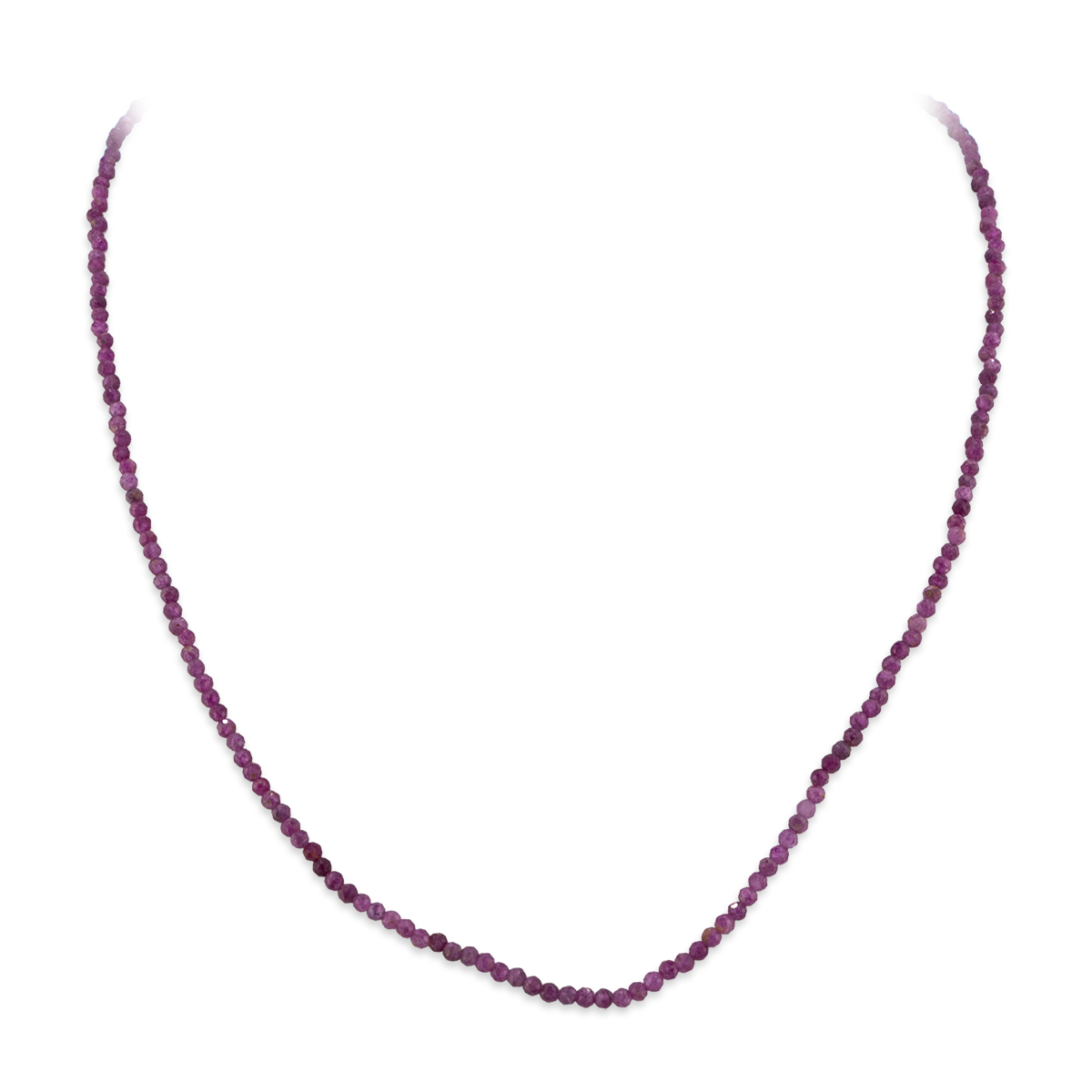 Necklace with purple beads on a white background