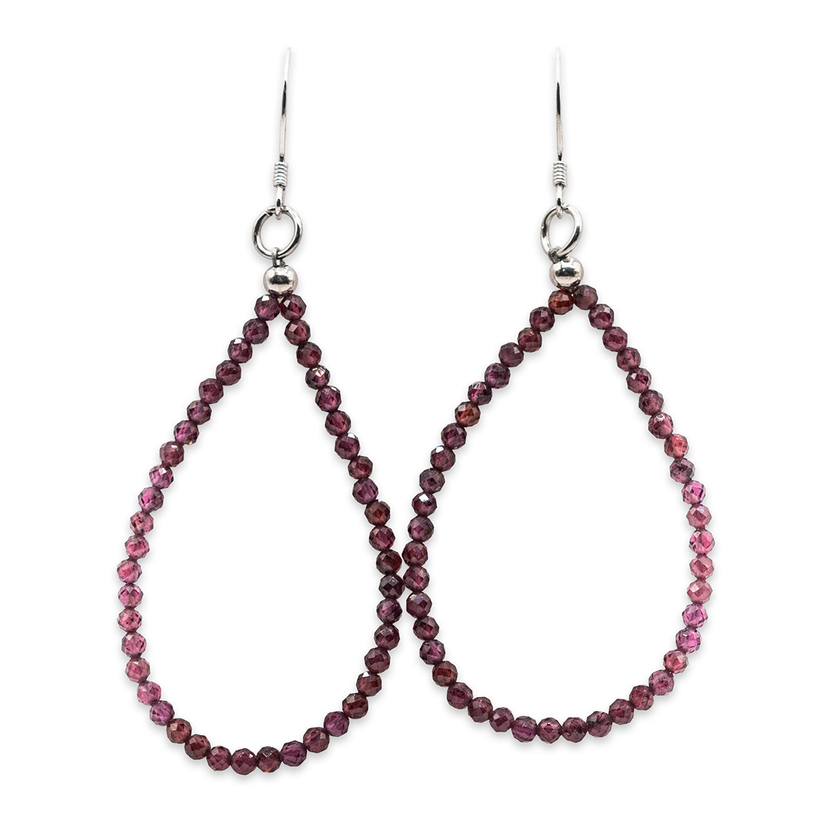 Pair of beaded earrings with a white background