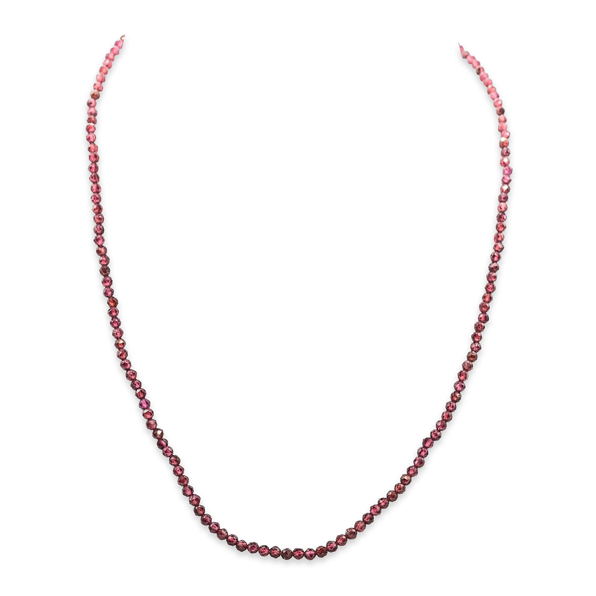 Necklace with red beads on a white background