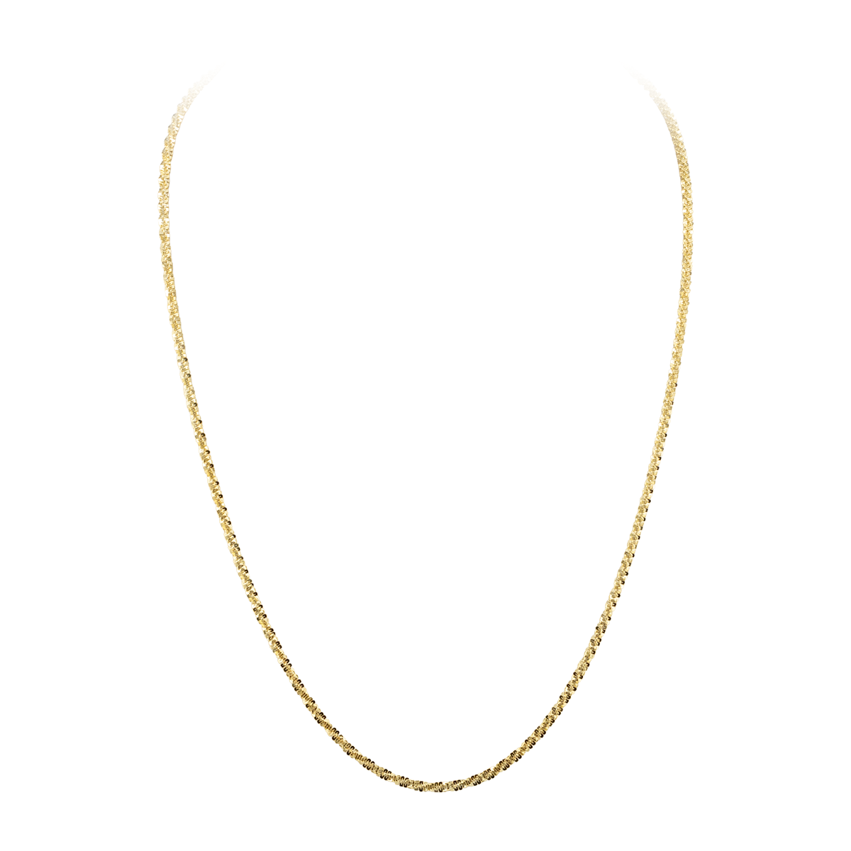 Gold chain necklace on a white background