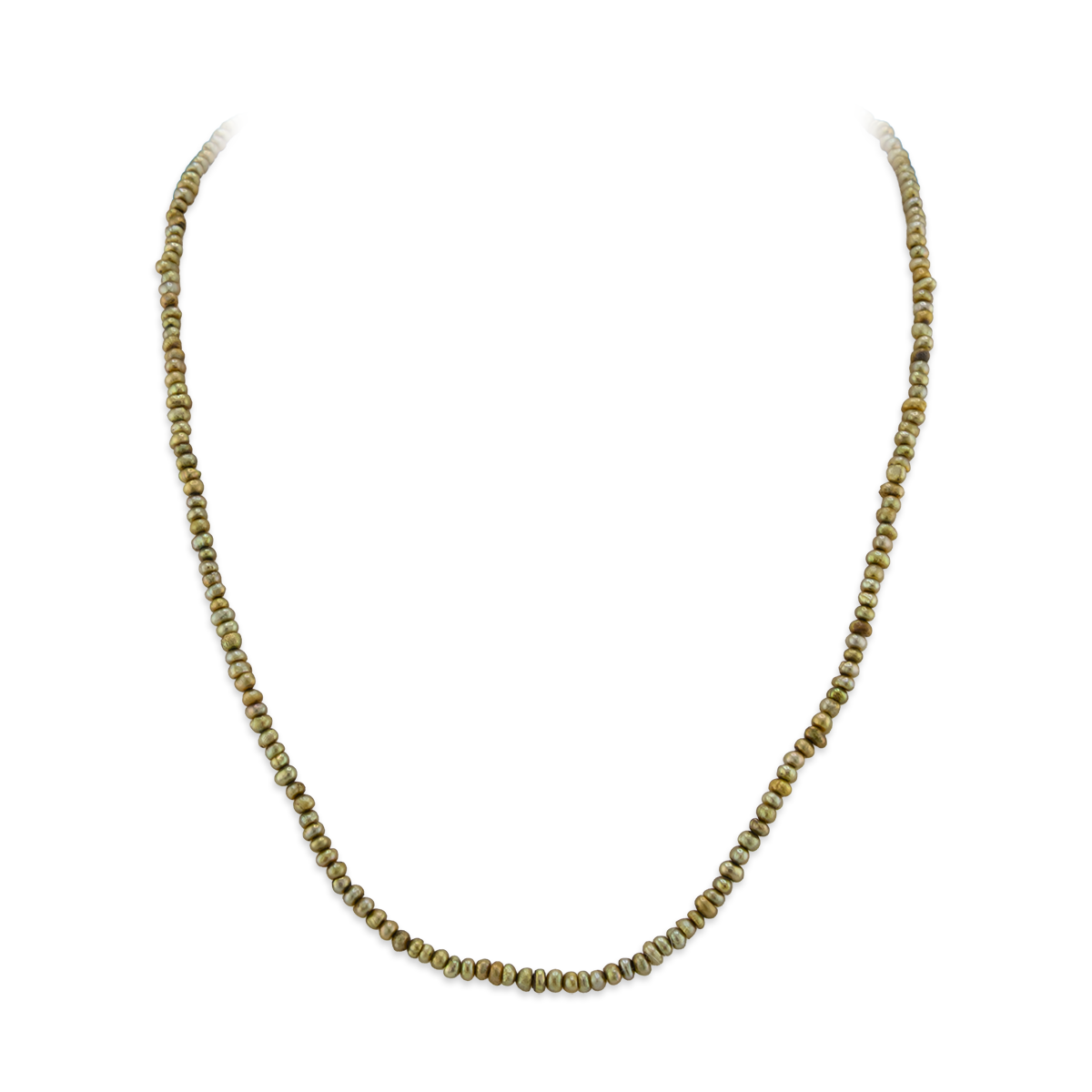 Necklace with small beads on a white background