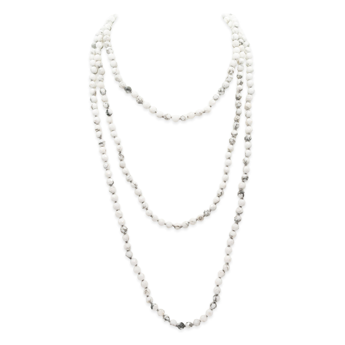 white howlite necklace on a white background