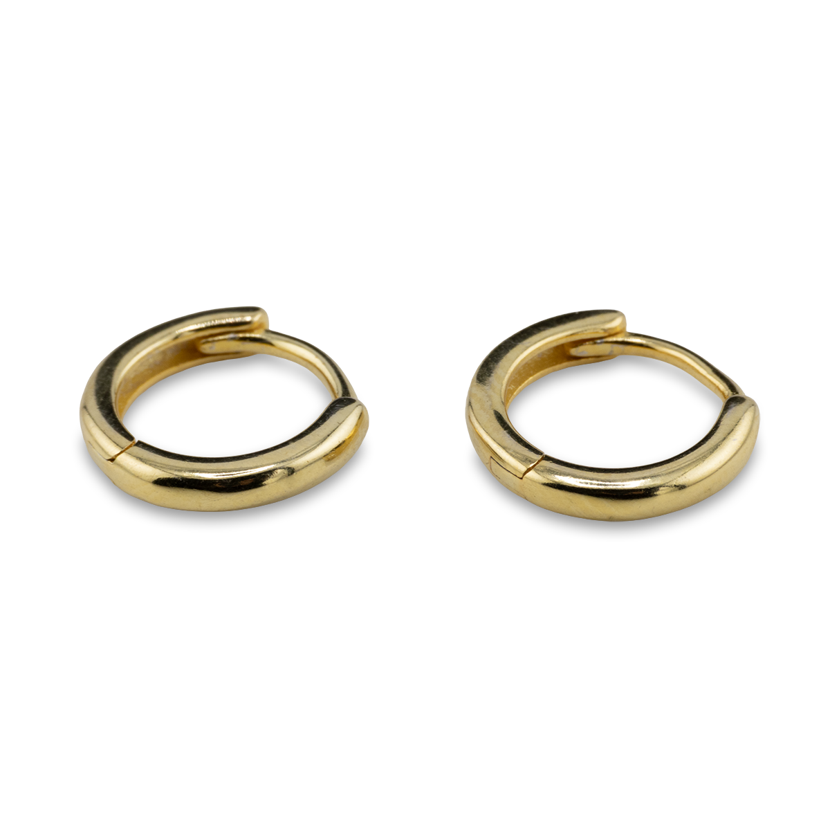Pair of gold hoop earrings on a white background
