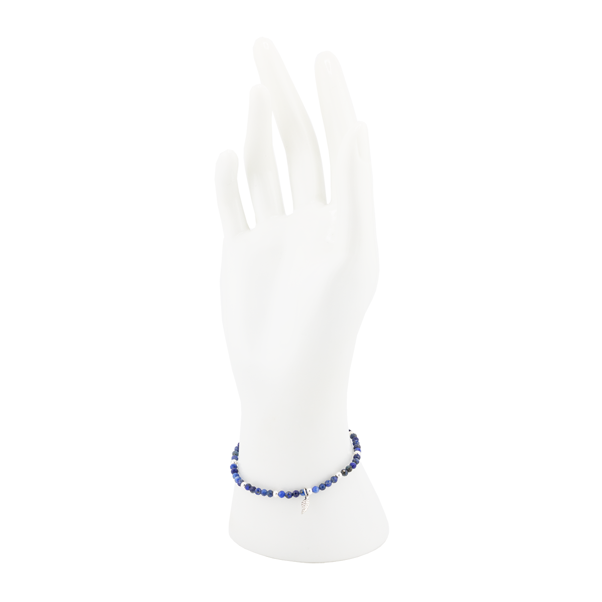 White anklets with blue beaded anklets on a white background
