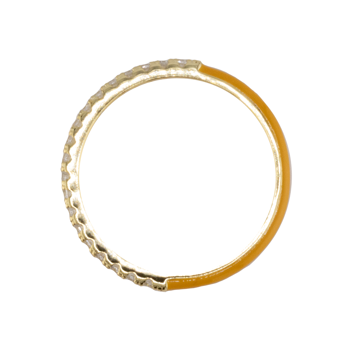 Gold ring with textured design on a white background