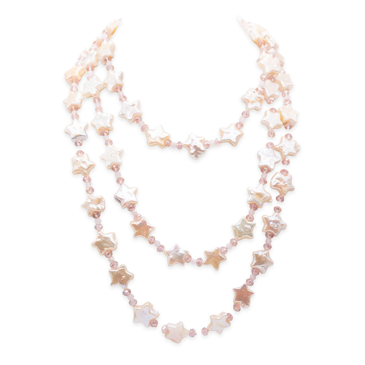 Star-shaped beaded necklace on a white background
