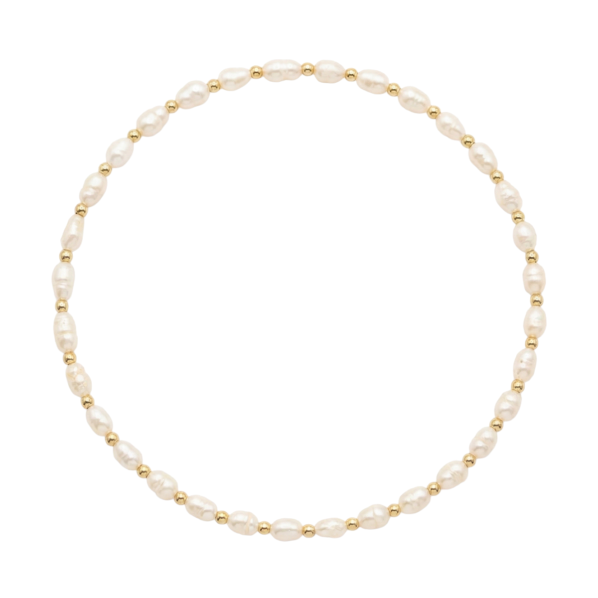 Pearl necklace with gold accents on a white background