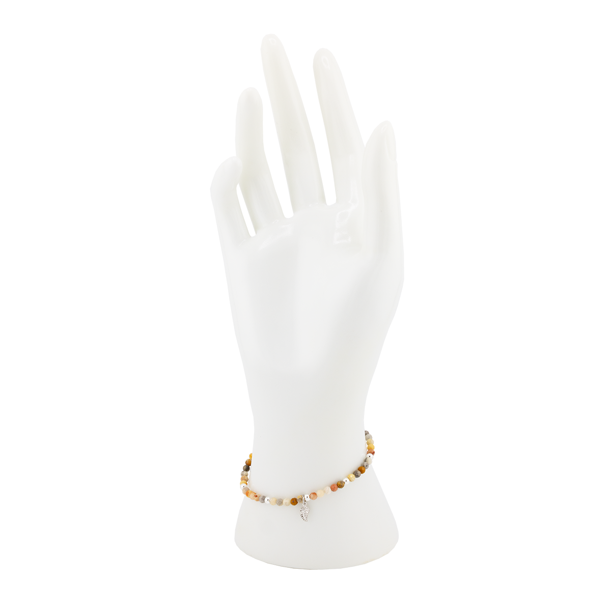 Mannequin hand wearing a bracelet on a white background