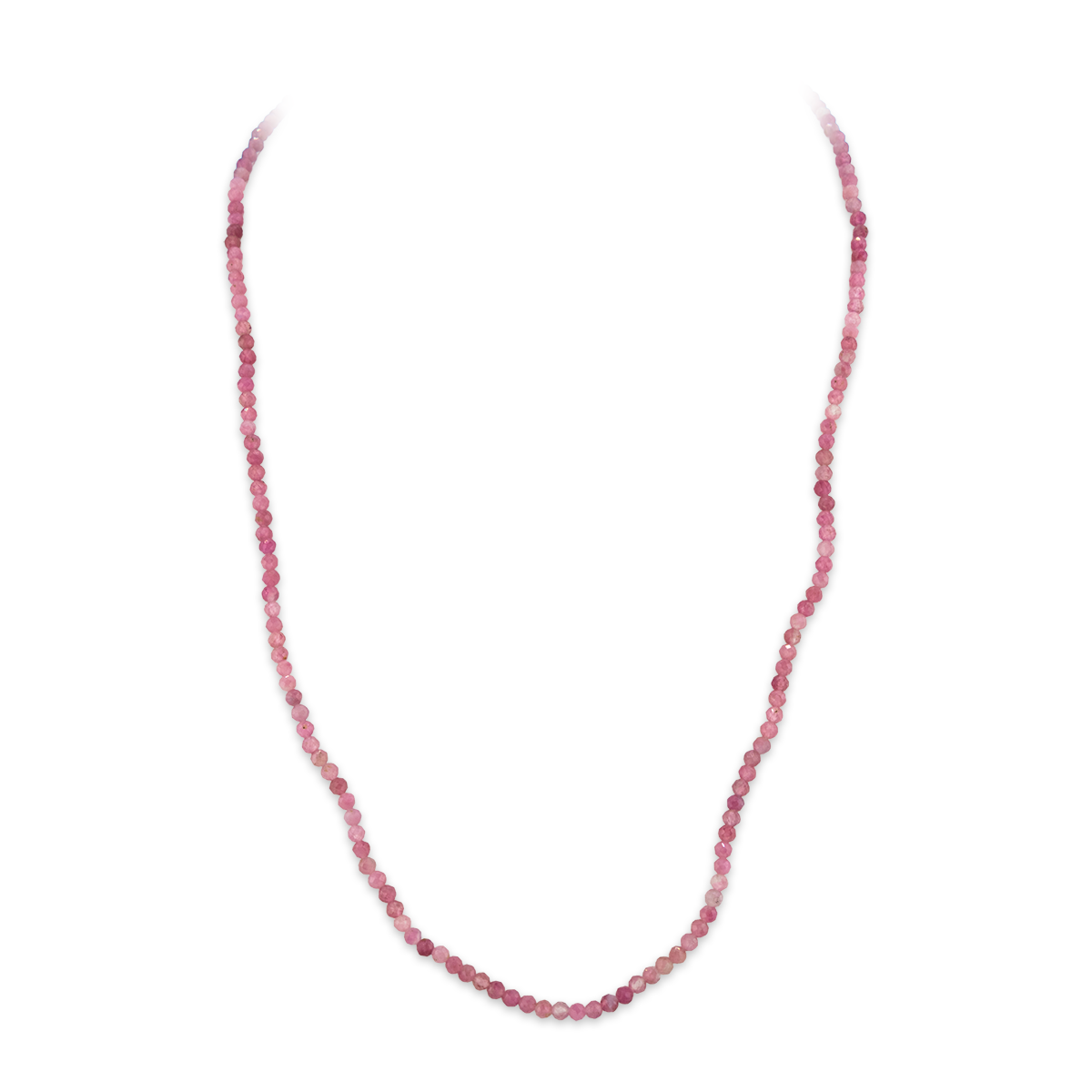 Necklace with pink beads on a white background