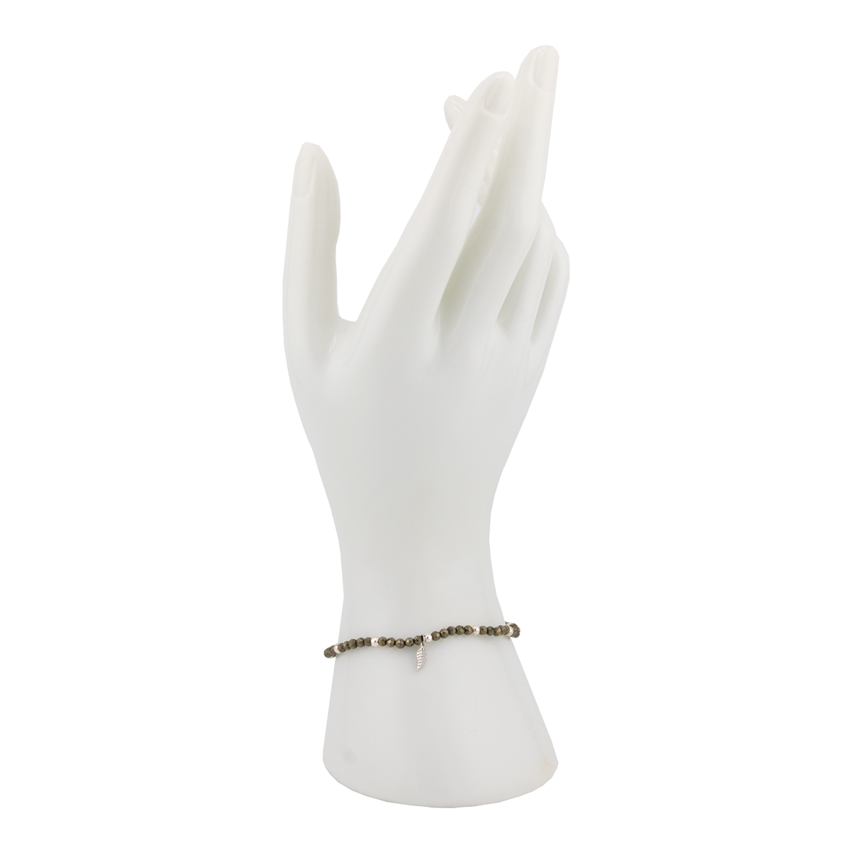 Mannequin hand wearing a bracelet on a white background