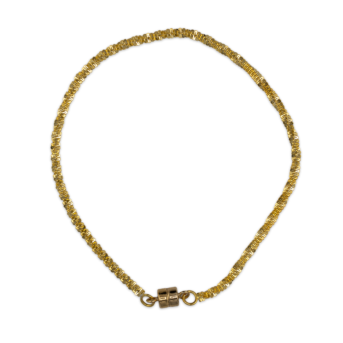 Gold bracelet with a clasp on a white background