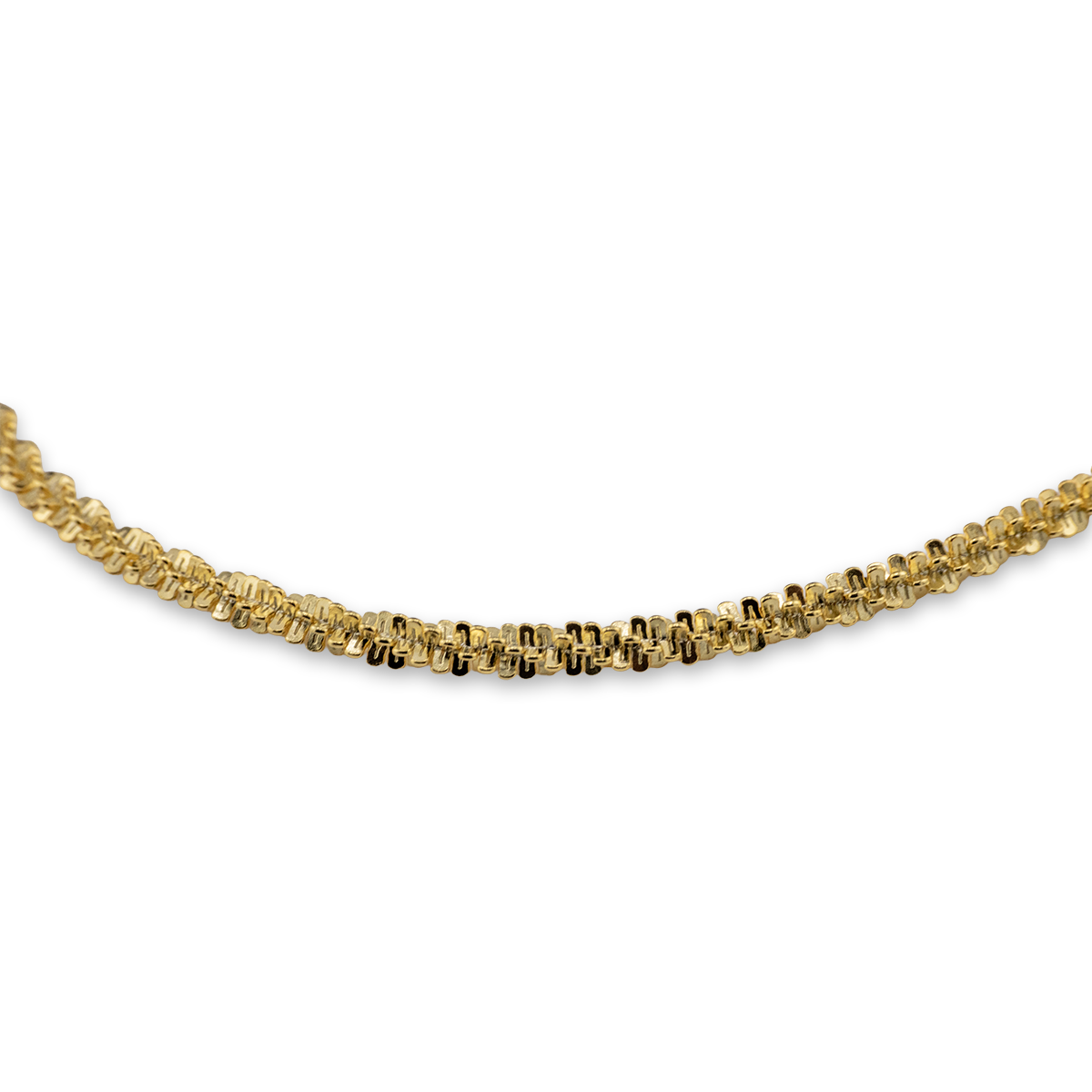 Gold necklace on a white background