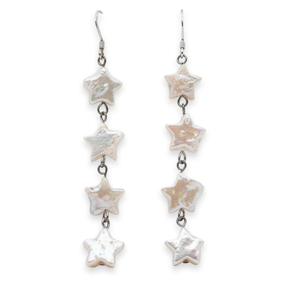 Star-shaped earrings on a white background