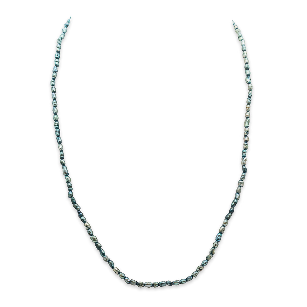 Necklace with small beads on a white background