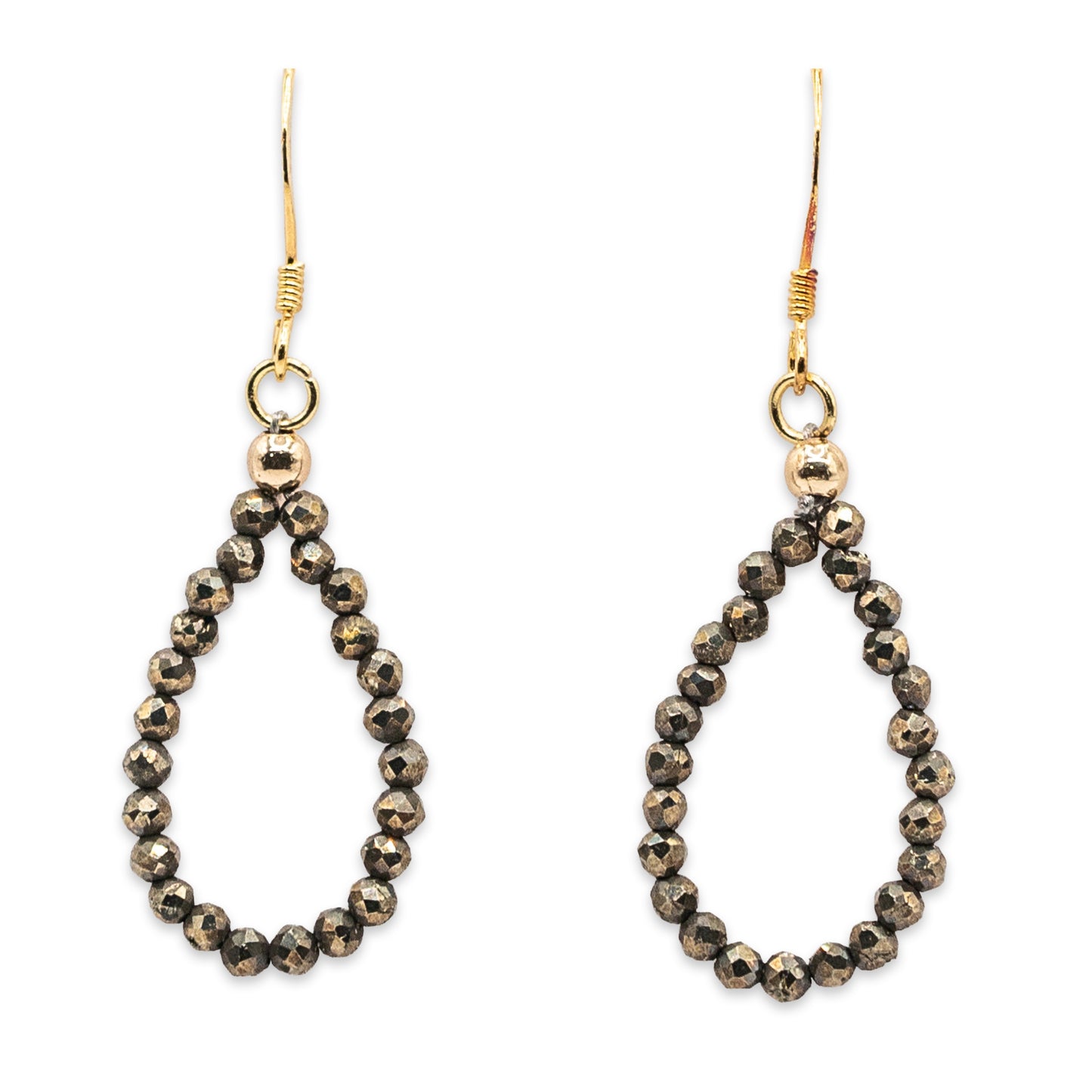 Pair of beaded earrings on a white background