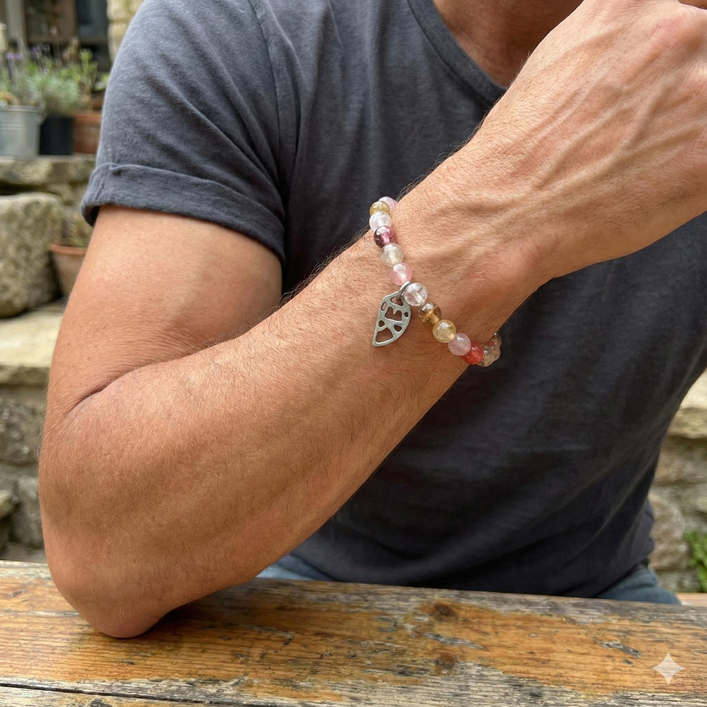 Watermelon Agate Gemstone Bracelet model