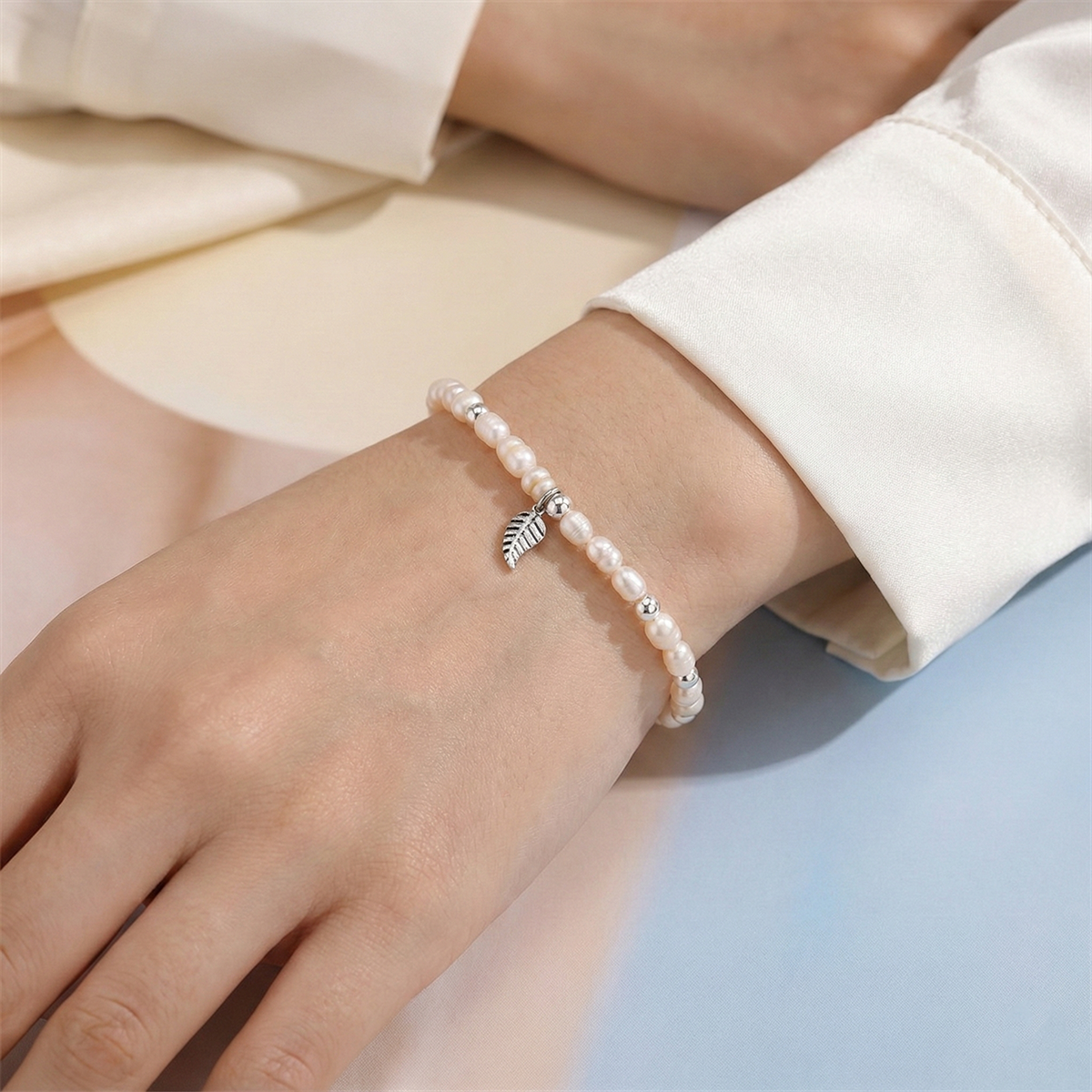 White Freshwater pearls silver model