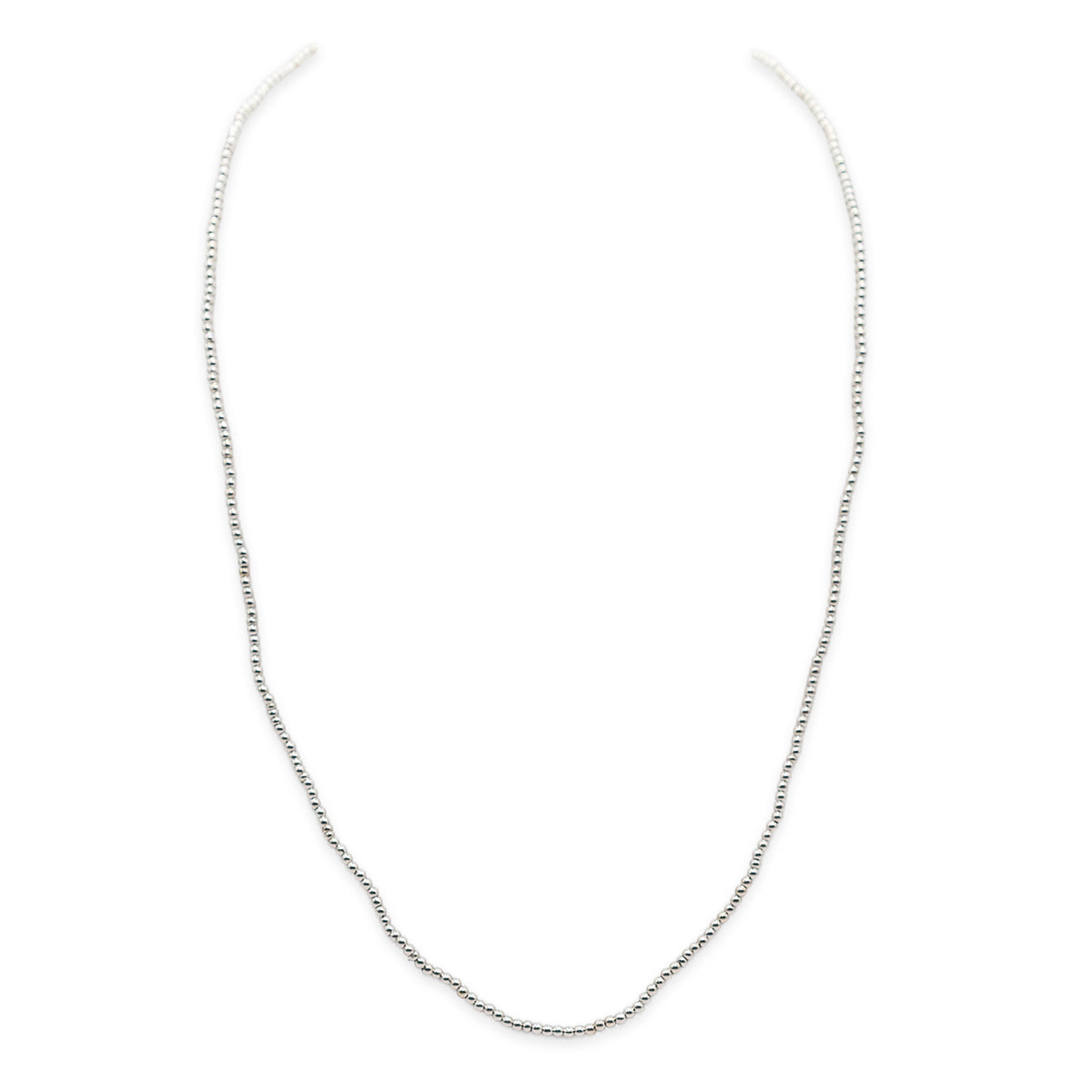 Silver chain necklace on a white background