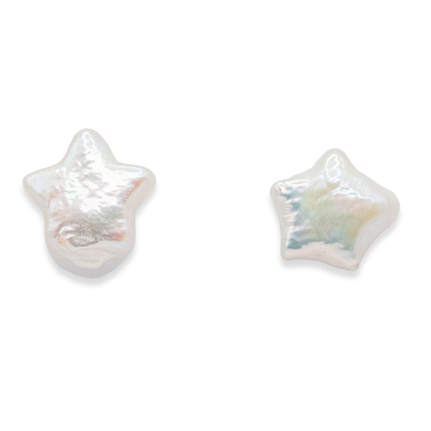 Star-shaped pearl earrings on a white background