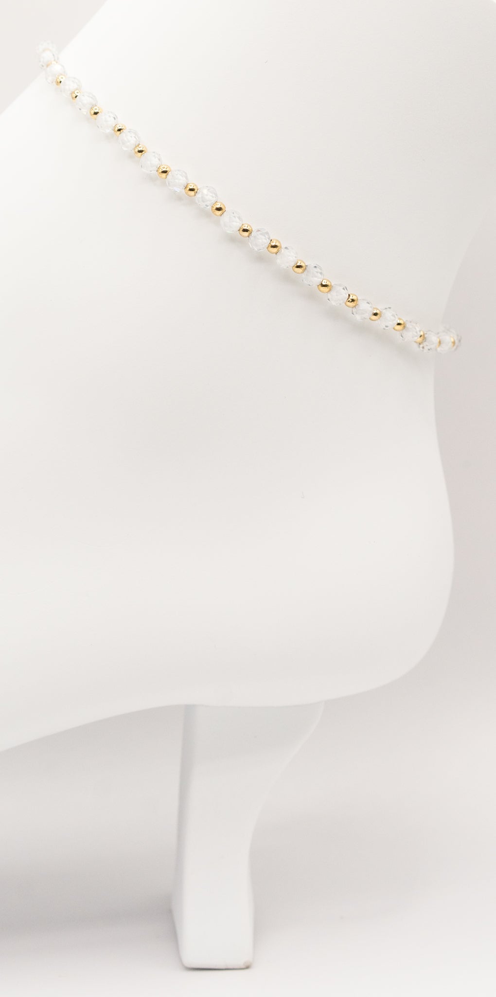 Clear Natural Crystal and Gold-filled Anklet