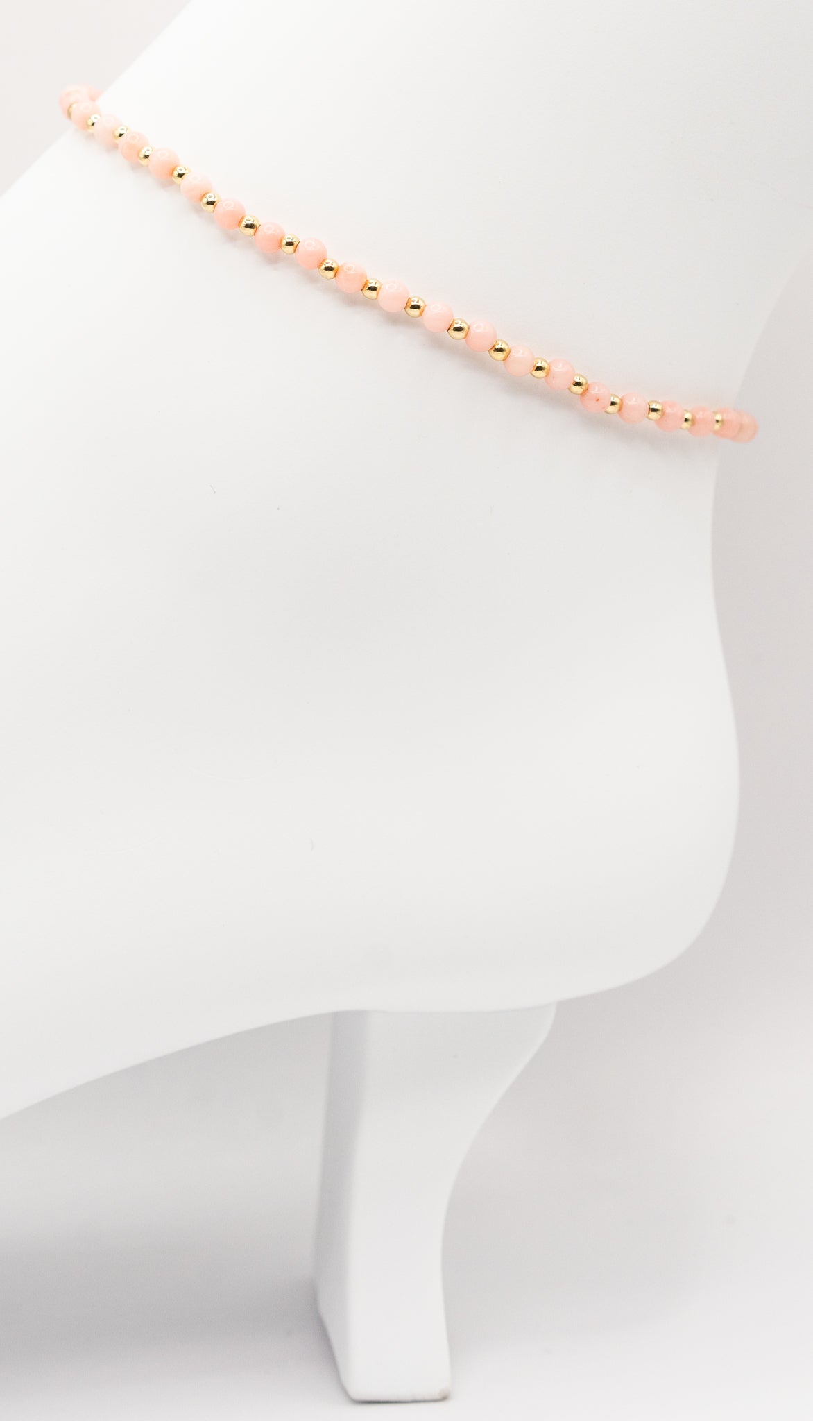 Pink Coral Gemstone and Gold-filled Anklet