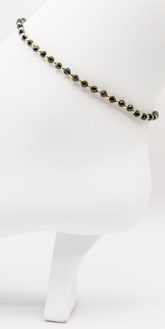 Black Onyx Gemstone and Gold-filled Anklet