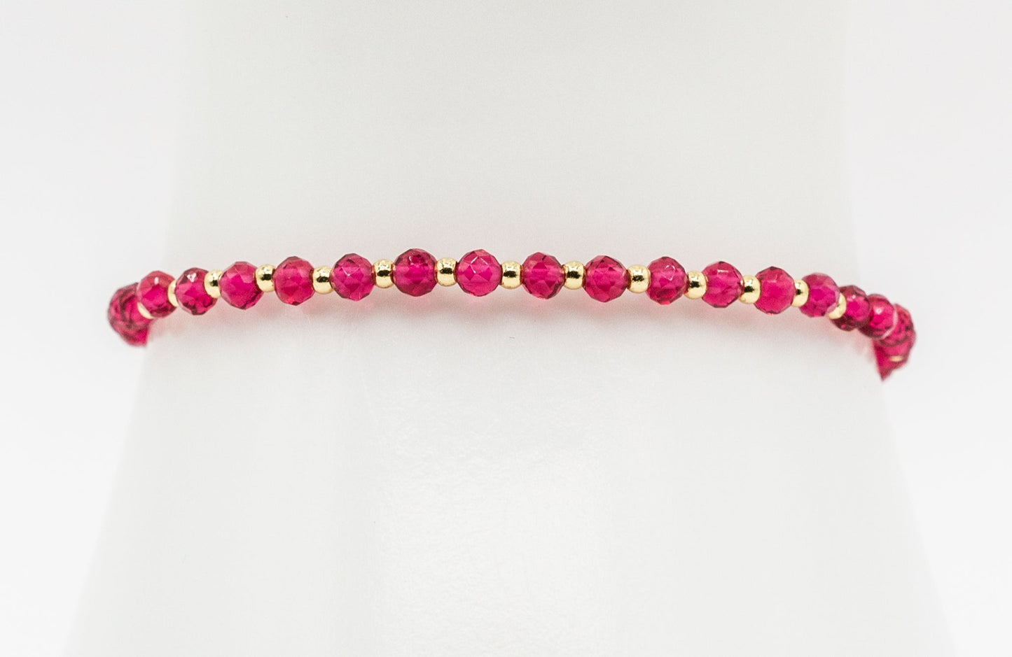 Hot Pink Natural Crystal and Gold-filled Bracelet