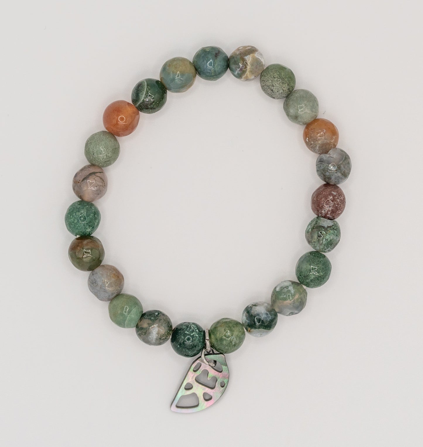 India Agate Gemstone Bracelet (8mm Stones)