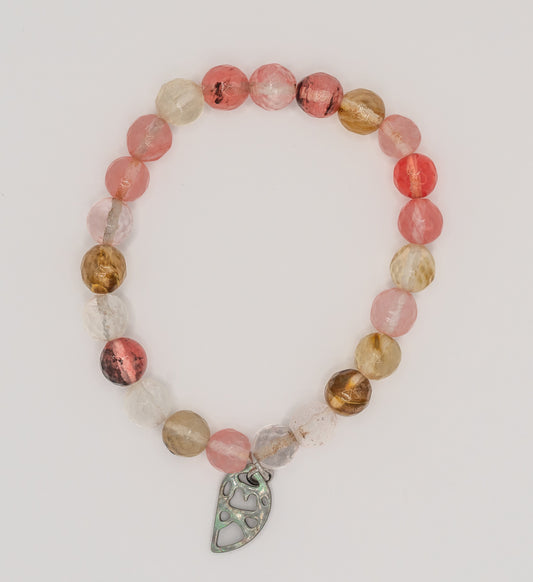 Watermelon Agate Gemstone Bracelet (8mm Stones)