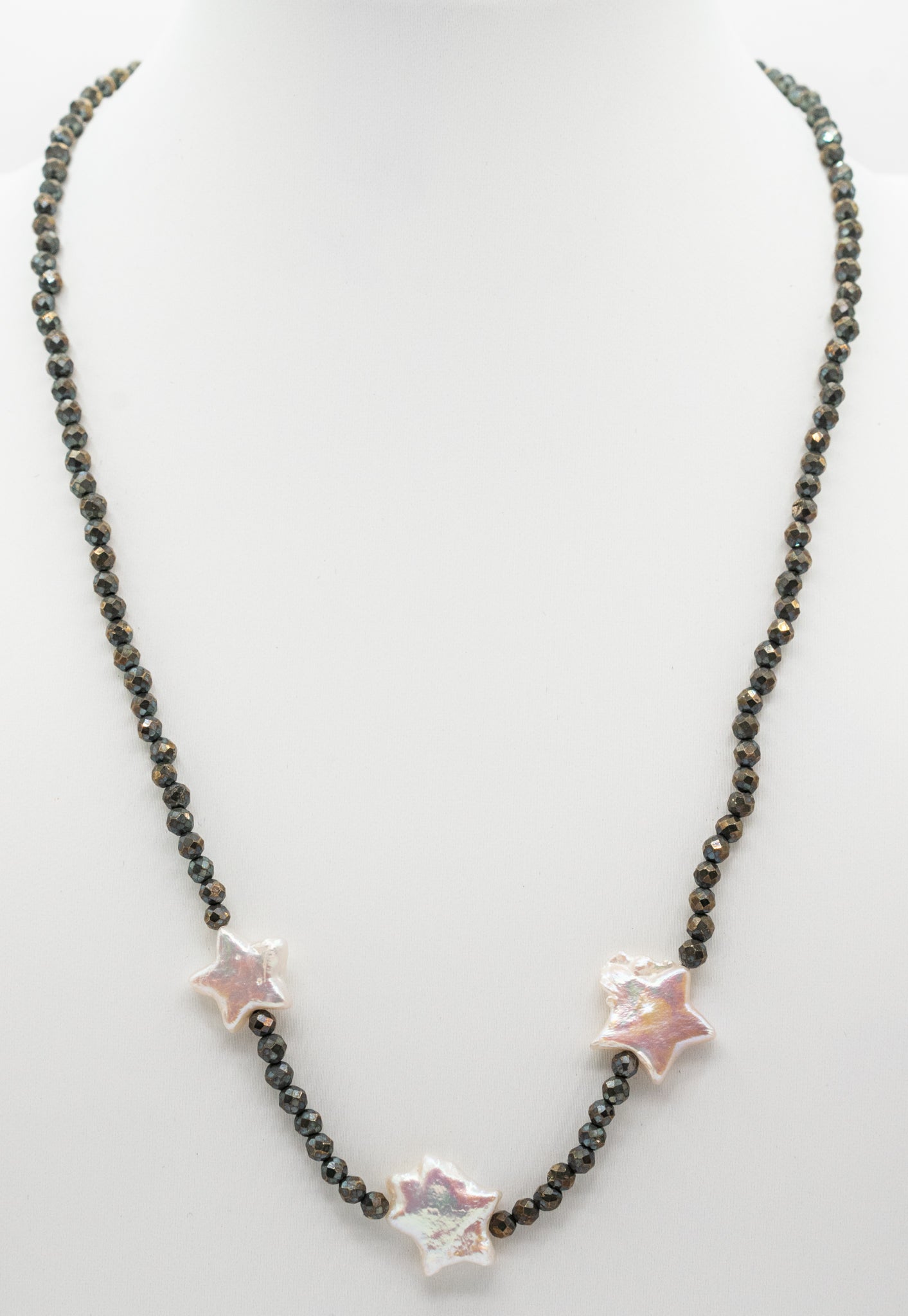 Pearl Star and Pyrite Necklace