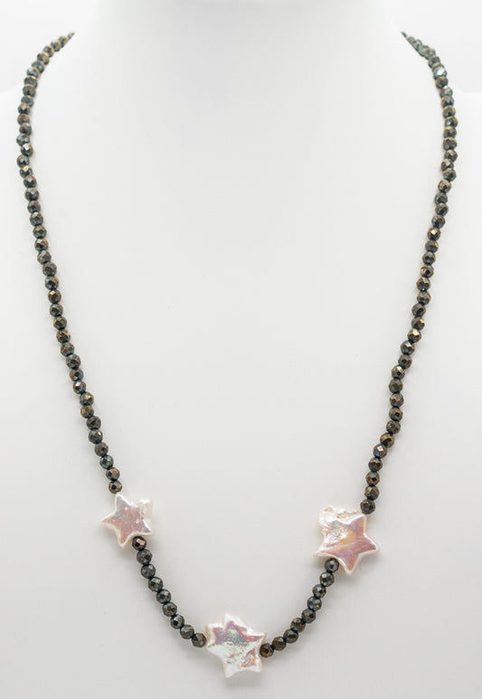 Pearl Star and Pyrite Necklace