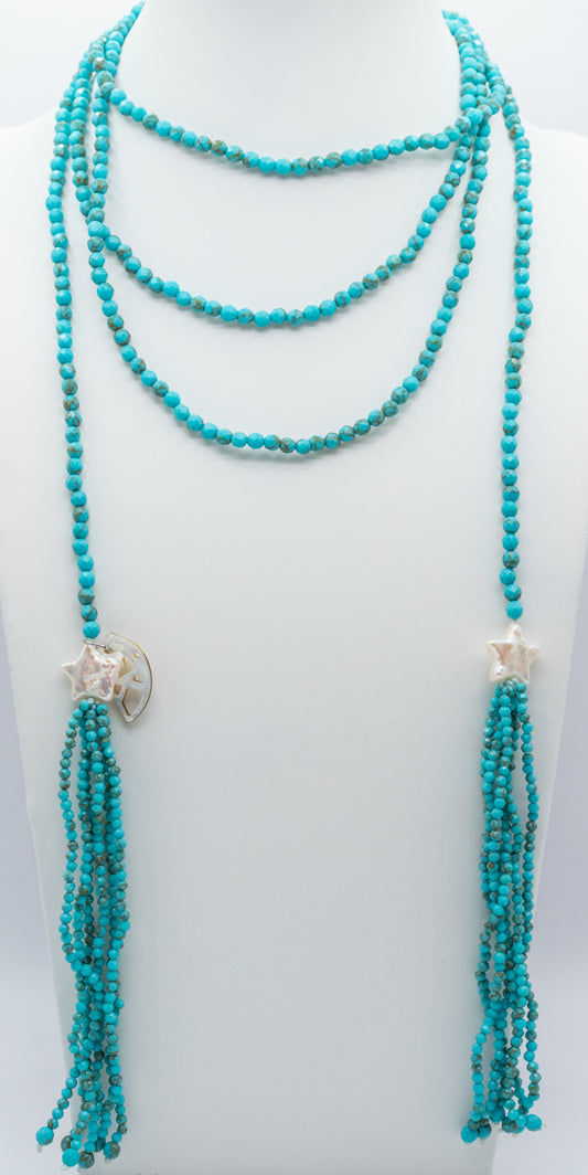 African Turquoise and Star Lariat