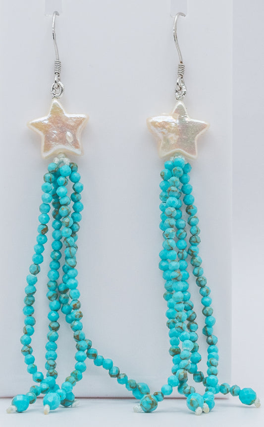 Pearl Star and African Turquoise Earrings