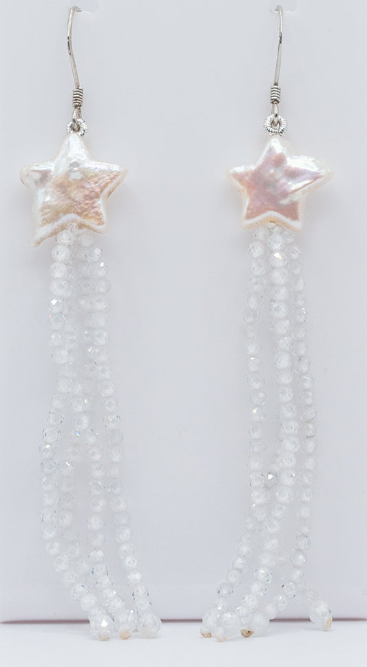 Pearl Star and Crystal Earrings