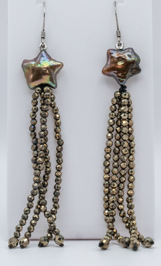 Bronze Star and Pyrite Earrings