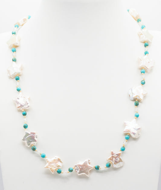 Pearl Star and African Turquoise Necklace