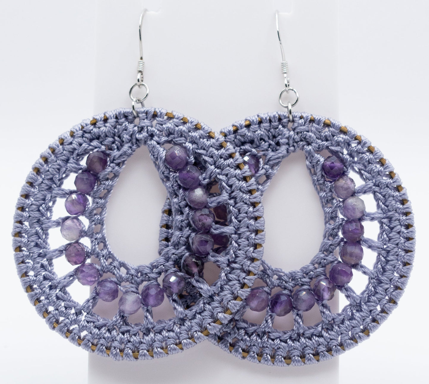 Lavender Macrame and Amethyst Hoops